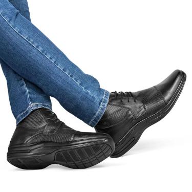 Imagem de Bota Casual Masculina em Couro Cano Baixo Ortopédica Tendência Esportiva-Masculino