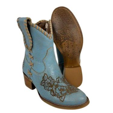 Imagem de Bota Texana Feminina Vimar Bico Redondo Couro Corriente Oceano Sola Ib