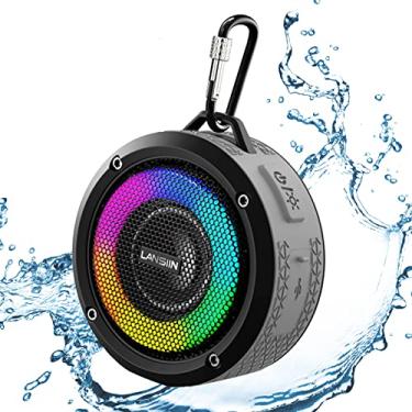 Imagem de Caixa de Som Bluetooth Portáteis XFTOPSE para Equitação ao Ar Livre, Mini RGB Caixinha de Som Amplificada Sem Fio com Microfone para Chamadas, 1 Metro à Prova D'água, 5W RMS, 6-10 Hrs Uso(Cinza)