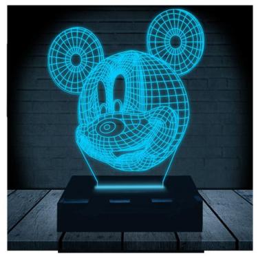 Imagem de Luminária Led Abajur  3D  Mickey Disney - Rb Criações