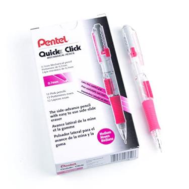 Imagem de Pentel Lapiseira Quickclick (0,7 mm), corpo rosa, caixa com 12 lápis (PD217P)