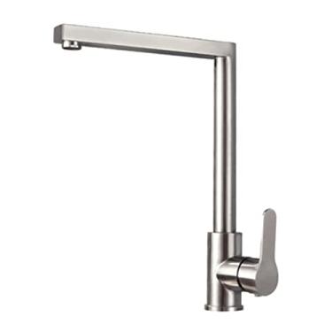 Imagem de Torneira de cozinha 360 graus giratório torneira de pia de cozinha de água fria e quente torneira misturador de cozinha de aço inoxidável para cozinha, sem rotação