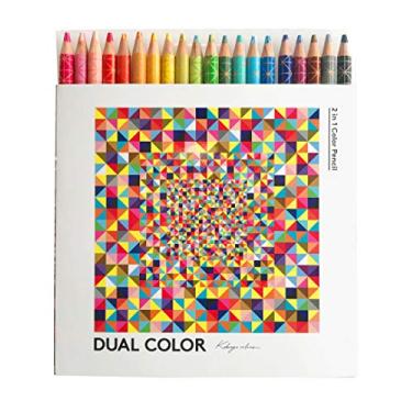 Imagem de KOKUYO Lápis de cor dupla de 20 cores conjunto de lápis colorido de duas cores KE-SP14 feito no Japão