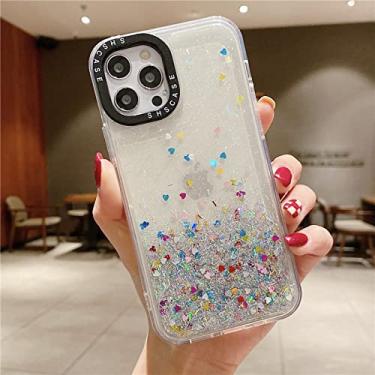 Imagem de Capas para iPhone 14 13 12 11 Pro Max Mini X XS XR 7 8 14 Plus capa de telefone com glitter e amor, prata, para iPhone 8 Plus