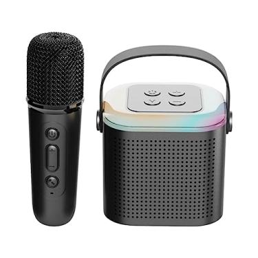 Imagem de Deevoka Conjunto de karaokê sem fio alto-falante bluetooth portátil para crianças e adultos microfones de karaokê de mão máquina de alto-falante para sala de, Microfone único preto Y1