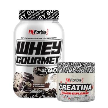 Imagem de Kit Whey Protein Gourmet Pote 907g + Creatina Power Explosion Sem Sabor 300g - FN Forbis Nutrition (Cookies and Cream)