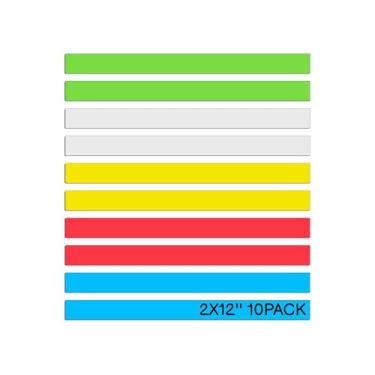 Imagem de Realth Fita magnética apagável a seco, várias cores, 5 x 30 cm, 10 peças, etiquetas magnéticas reutilizáveis para professores, ímãs apagáveis a seco para casa, escritório, sala de aula, quadro branco