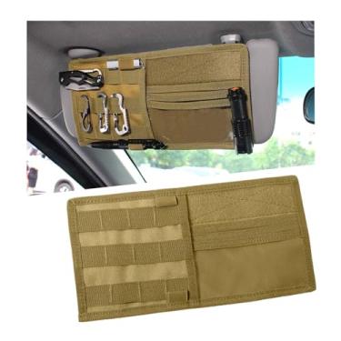 Imagem de povtii Organizador de viseira de carro, bolsa de armazenamento para painel de viseiras de veículo de nylon tático, bolso multifuncional para para-sol Molle para óculos de sol com cartão de caneta,