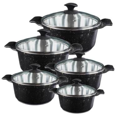 Imagem de Jogo Panelas Preto Liso Alumínio Usinado Javali AA 16 a 24