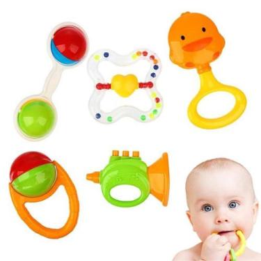 Imagem de Kit Chocalho Bebê Brinquedo Sensorial Educacional Infantil - Baby Ratt