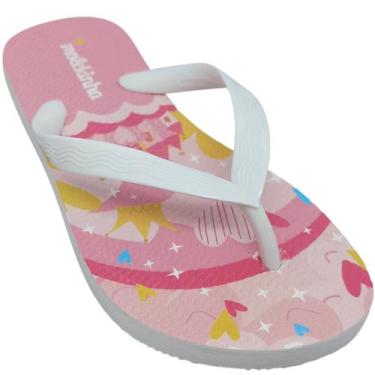 Imagem de Chinelo Molekinha Infantil Estampado, Branco, Rosa, Menina, 31