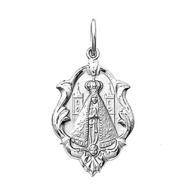 Imagem de Pingente Mini 1cm Nossa Senhora Aparecida Retangular Ouro 18k Branco k