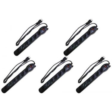 Imagem de Kit C/5 - Filtro Linha Qualitronix 6 Tomada  Bivolt Preto, Bivolt