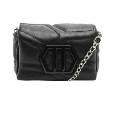 Imagem de Bolsa Tiracolo Preta Couro Emma Arezzo-Feminino