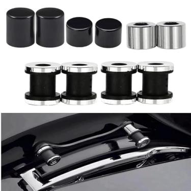 Imagem de TDZ Kit de ferragens de encaixe de 4 pontos e 4 capas pretas Sissy Bar Bagageiro adequado para Harley Touring Street Glide Electra Glide Road Glide Road King 2009-2024