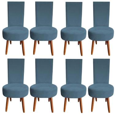 Imagem de Kit 08 Cadeiras De Jantar Lisboa Sued Azul Tiffany D`classe Decor