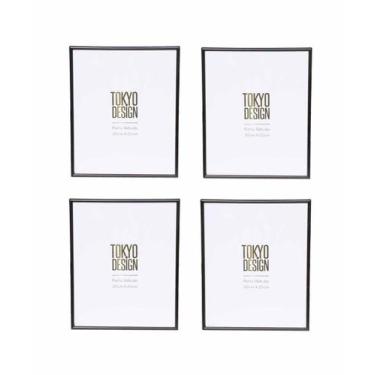 Imagem de Kit 4 Porta Retrato em Metal Vidro Foto 20x25 Moldura Preto - Tokyo De