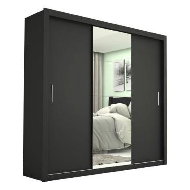 Imagem de Guarda-Roupa Casal Melissa com 4 Gavetas Glass Carioca Móveis, Preto