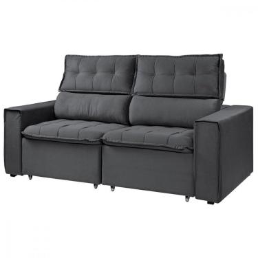 Imagem de Sofá Retratil Reclinavel Estofado Cancún 200cm Veludo Chumbo Chumbo