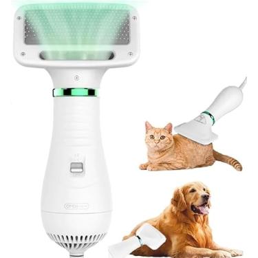 Imagem de Secador Para pets de Estimação Portátil 2 em 1 Ideal Para Cães e Gatos Com Definições de Temperatura Ajustáveis Secador de Pelos Escova Deslizante Soprador Baixo Ruído
