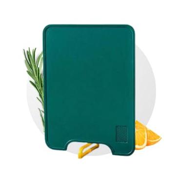 Imagem de Tábua de corte em polietileno (Retangular). Ideal para carnes, legumes, frutas e vegetais. Antibacteriana, antiodor, fácil de limpar e com suporte – Qualidade Premium LNSTORE