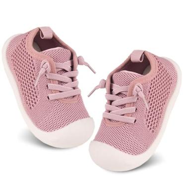 Imagem de Charrost Tênis De Caminhada Infantil Para Meninos E Meninas, Tamanho 6, Bebês 12 A 18 Meses, Rosa, Descalço, Sem Cadarço, Largo, Grosso, Macio, Casual, Áreas Internas, Flexível Antiderrapante