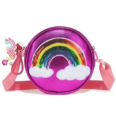 Imagem de LYBALL Bolsa Arco-Íris Para Meninas - Tiracolo Fofa Bebês, Princesa, Com Chaveiro, Presente De Aniversário Crianças, Rosa