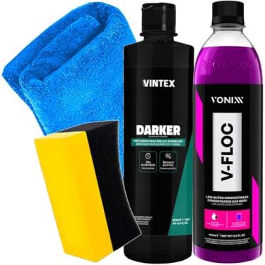 Imagem de Kit Limpeza Automotiva Shampoo V-Floc 500ml Vonixx Selante Darker 500ml Vintex Acessórios Karbox