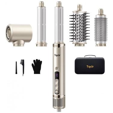 Imagem de Escova Secadora de Cabelo Profissional 5 em 1 da Tqcir, Multistyler Poderoso com Curlers AutoWrap, Modelagem Rápida sem Danos Térmicos