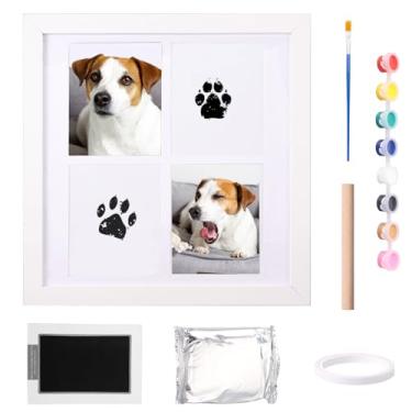 Imagem de Kit de impressão de pata de madeira com tinta e argila, gato, cachorro, animal de estimação, decoração de casa, adequado para cães, gatos, gatinhos, filhotes (branco, 1 conjunto)