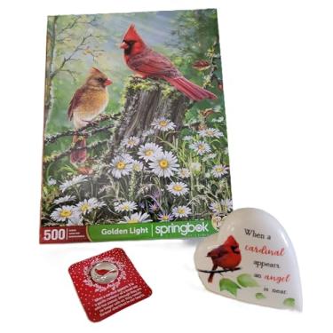 Imagem de Cardinal Sympathy Gift Set Includes a Golden Light Bird Puzzle, Musical Heart, and Legend of The Cardinal Card with Lapel Pin (Comfort for Grief, Loss, Bereavement, Friendship, Kindness, and Healing)