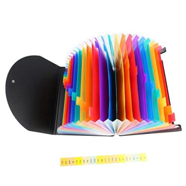 Imagem de Pasta de arquivo expansível com 24 bolsos com etiqueta de índice de capa Classificação à prova d'água Organizador de arquivo acordeão para escritório, escola, uso doméstico, feito