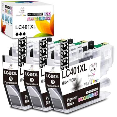 Imagem de Pacote com 3 cartuchos de tinta preta LC401BK para impressora Brother LC 401 LC-401 com a impressora Brother MFC-J1010DW MFC-J1012DW MFC-J1170DW