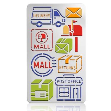 Imagem de UNICRAFTALE Estêncil de metal reutilizável de carimbo postal para gravação de madeira, caixa expressa de aço inoxidável, modelo de caixa expressa para gravação e desenho, scrapbooking