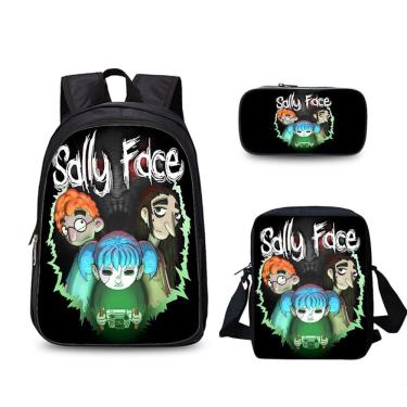 Imagem de Conjunto de mochilas Sallys Faces School Students, 3 unidades com bolsa de ombro