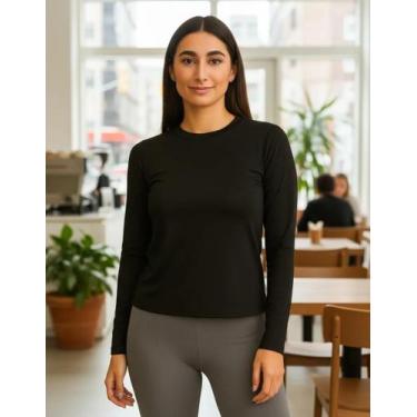 Imagem de Blusa Térmica Feminina Slim Gola Canoa Flanelada Zanca Modas Cor:Marro