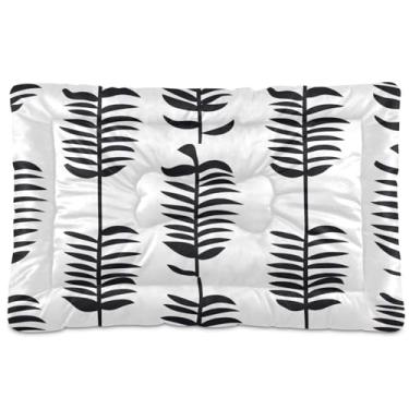 Imagem de Wassud Cama para cães com padrão de espinha de peixe preto, cama para cães pequenos, tapete lavável para animais de estimação, cama de gato para dormir, viagens, 45 x 61 cm