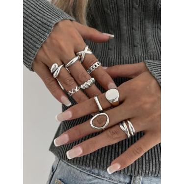 Imagem de Conjunto de anéis articulados para mulheres, anéis empilháveis boho, joias ajustáveis com design moderno, anéis minimalistas modernos para mulheres, presentes de amizade para mulheres dia dos