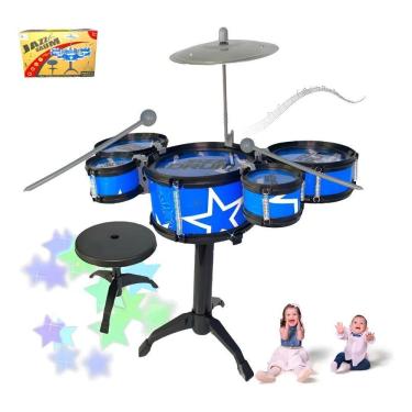 Imagem de Mini Bateria Banquinho Instrumento Infantil Menino Ninho Boy
