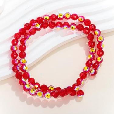 Imagem de Contas de cristal redondas de 10 mm para fabricação de joias, contas de vidro de cristal facetadas a granel para artesanato, pulseira, brinco faça você mesmo, sinos de vento (vermelho AB, 50 peças)