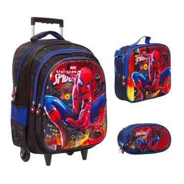 Imagem de Kit Bolsa Escolar Menino Spider Man Carrinho 3D Reforçada - TOYS 2U