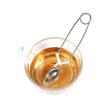 Imagem de Infusor de chá solto aço inoxidável strainer folhas difusor para ervas especiarias grãos café sopa temperos botão abertura fácil sem ferrugem prático