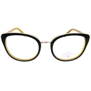Imagem de Óculos de Grau Lilica Ripilica VLR095 C06/47 Preto/Mostarda-Feminino
