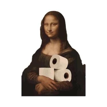 Imagem de Pôster De Arte Engraçada Para Banheiro Mona Lisa: Pintura Em Tela De P