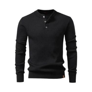 Imagem de Camisa Polo Masculina De Manga Longa Com Listras Caneladas AIOPESON, G