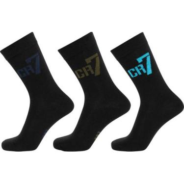 Imagem de Kit de Meias Infantil CR7 Cotton Stretch com 3 Pares, 40 a 43