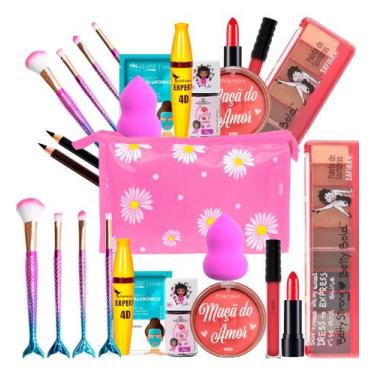 Imagem de Kit De Maquiagem Batom Blush Pincel Rimel Lip Tint Esponja - nova aven