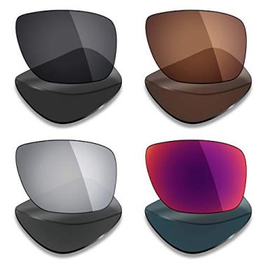 Imagem de 4 pares de lentes polarizadas de substituição Mryok para óculos de sol Oakley Dispatch 1 – Stealth Black/Bronze Brown/Silver Titanium/Midnight Sun