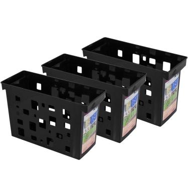 Imagem de Kit Organizadores De Pastas Suspensas Dellocolor 3 Caixas Arquivos Pretas Porta Documentos