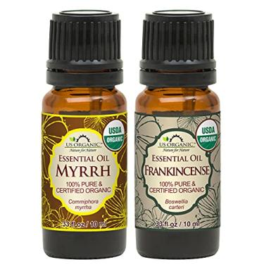 Imagem de US Organic - Combo de óleos essenciais de mirra e olíbano 100% puros - Certificado orgânico USDA - 10 ml